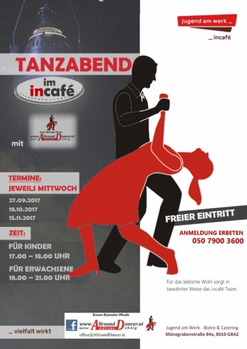 INCAFE (Münzgrabenstrasse 84a, 8010 Graz)  - Mittwoch 27.9./18.10./ 15.11 von 17-21h Tanzabend vom Discofox bis Salsa 